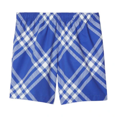 Burberry Loose Fit Elastic Checkered Swim Shorts - Blue 80799001