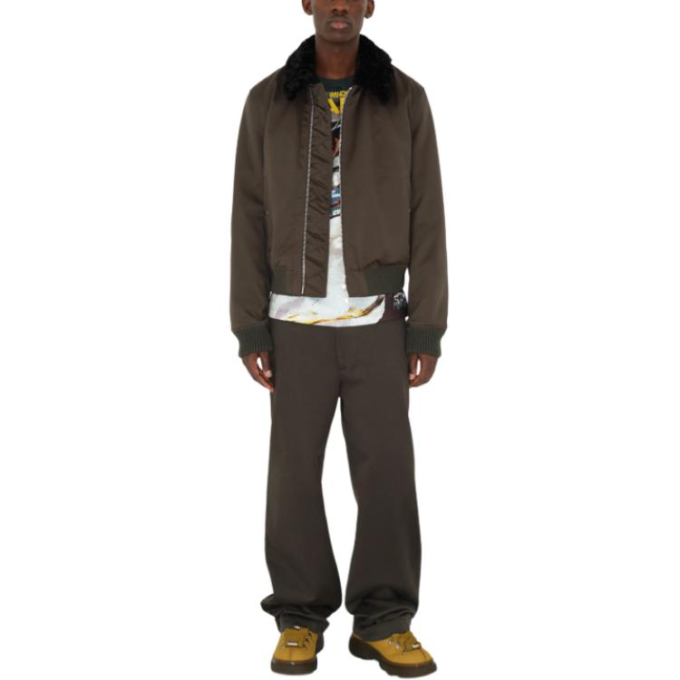 Shop Burberry Celana Longgar Warna Polos dengan Saku Kancing - Warna Otter 80788771