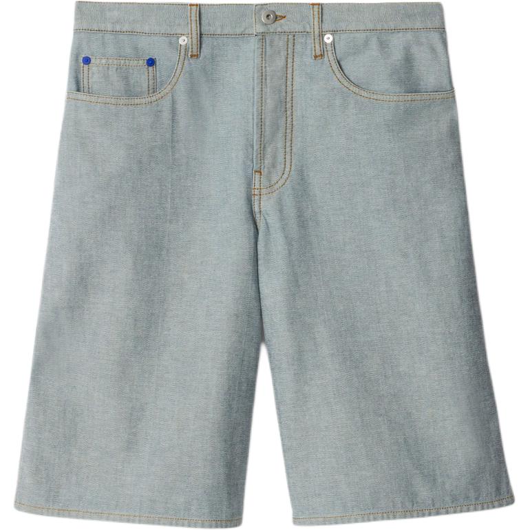 Burberry  Loose Fit Wide-Leg Denim Shorts with Equestrian Logo Blue. 80864521