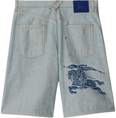 Burberry Celana Pendek Denim Loose Fit Wide-Leg Logo Equestrian Biru. 80864521 Lookbook Burberry Celana Pendek Denim Loose Fit Wide-Leg Logo Equestrian Biru. 80864521