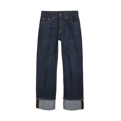 Burberry Marble Pattern Washed Denim Jeans in Dark Indigo. 80013801