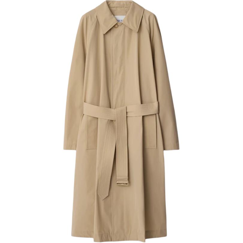 Burberry  Mid-Length Solid Beige Trench Coat with Single-Breasted Design. 80876111
