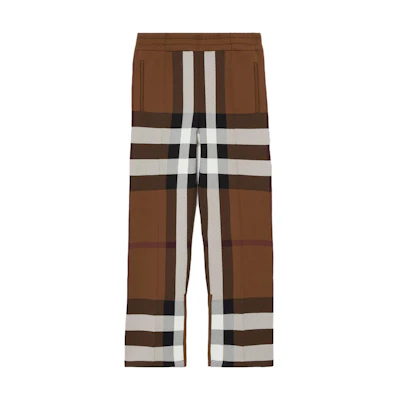 Burberry Mid-Rise Check Print Straight-Leg Pants in Dark Birch Brown. 80702991
