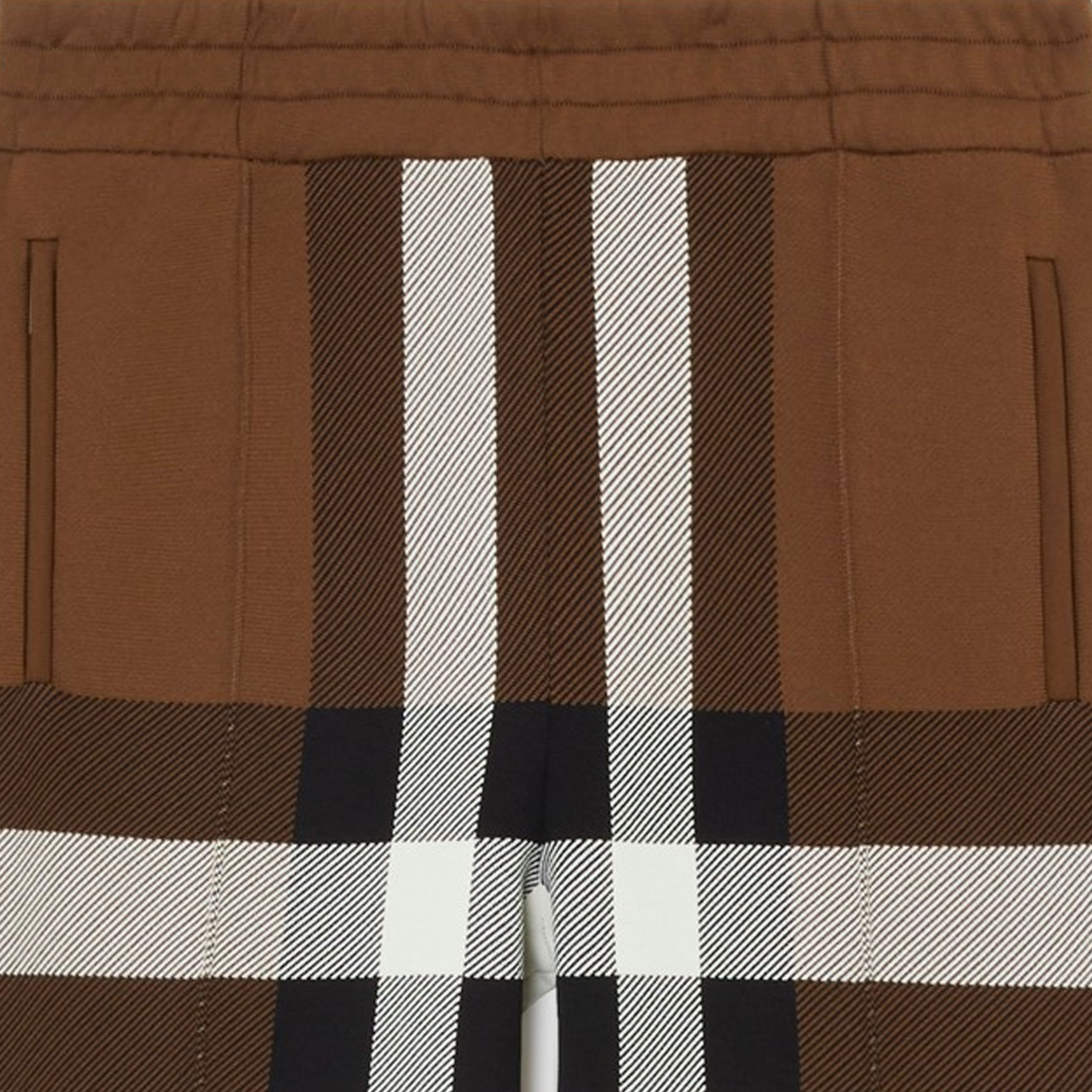 Details for Burberry Celana Lurus Mid-Rise Motif Kotak Warna Dark Birch Brown. 80702991