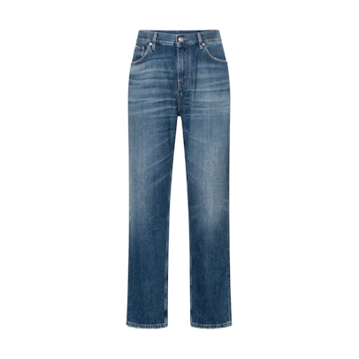Burberry Mid-Rise Straight-Leg Blue Denim Jeans with Zip Pocket. 80715481