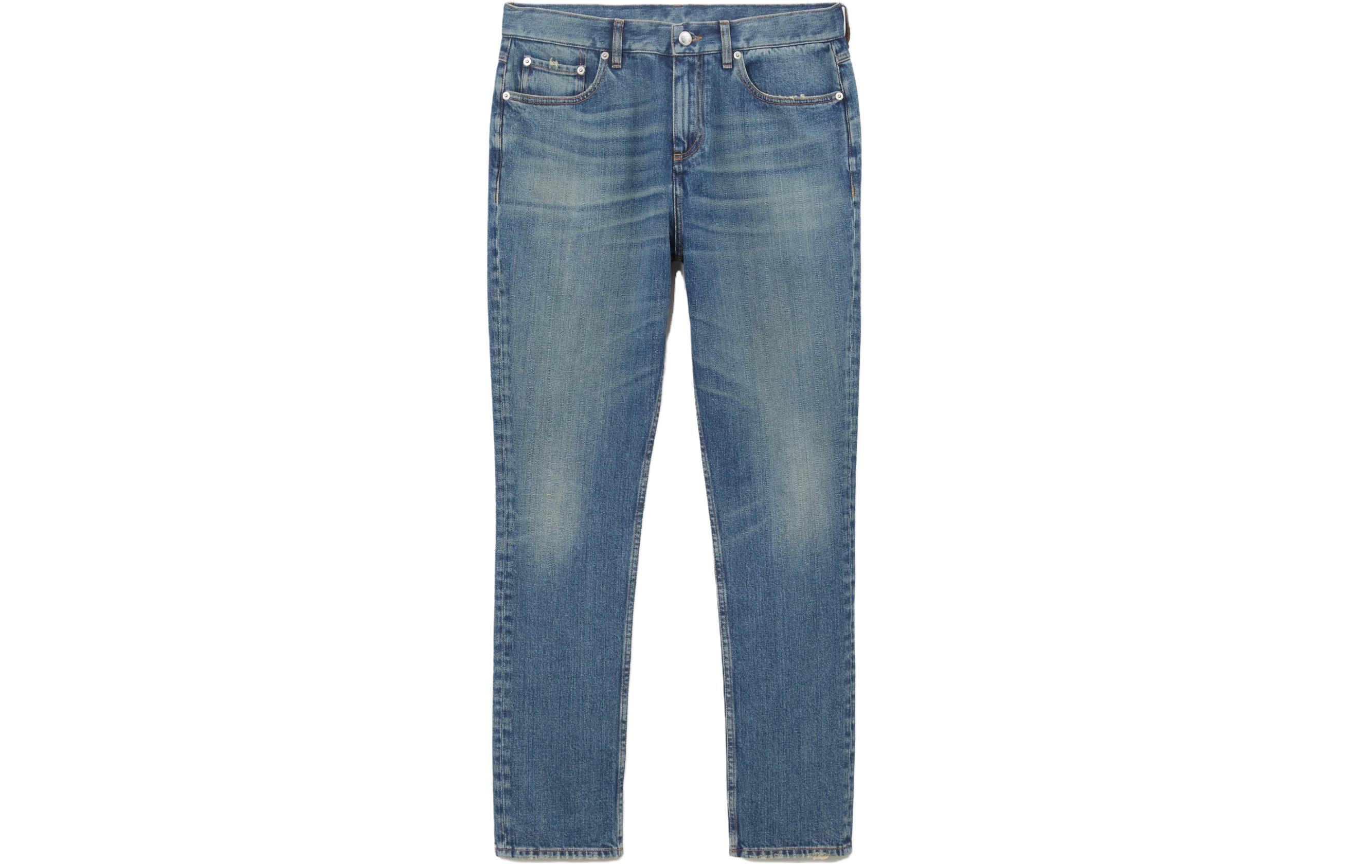 Order Burberry  Mid-Rise Straight-Leg Blue Denim Jeans with Zip Pocket. 80715481