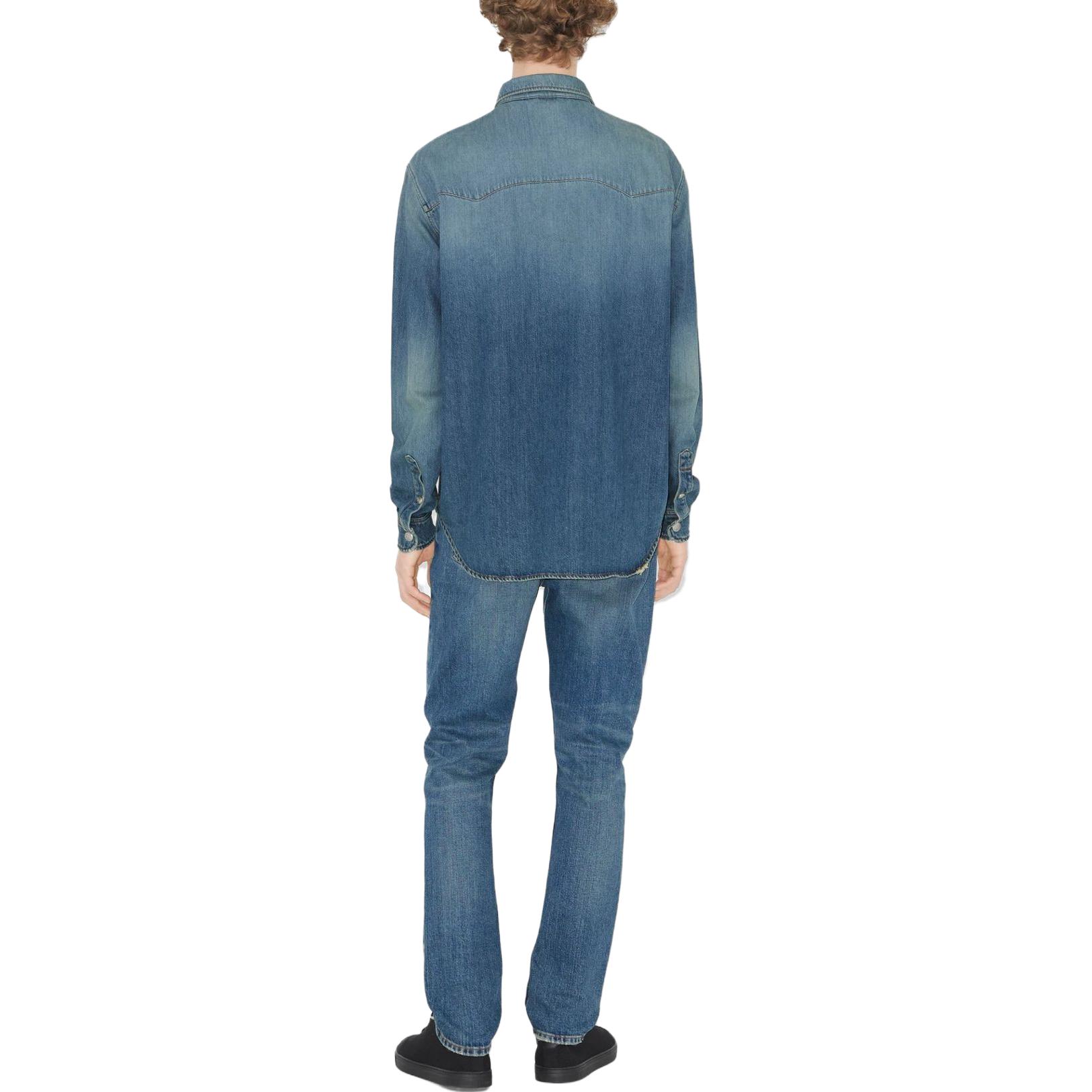 Shop Burberry  Mid-Rise Straight-Leg Blue Denim Jeans with Zip Pocket. 80715481