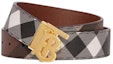 Buy Burberry 經典格紋雙面皮革腰帶 棕色 3.5公分宽 80583481