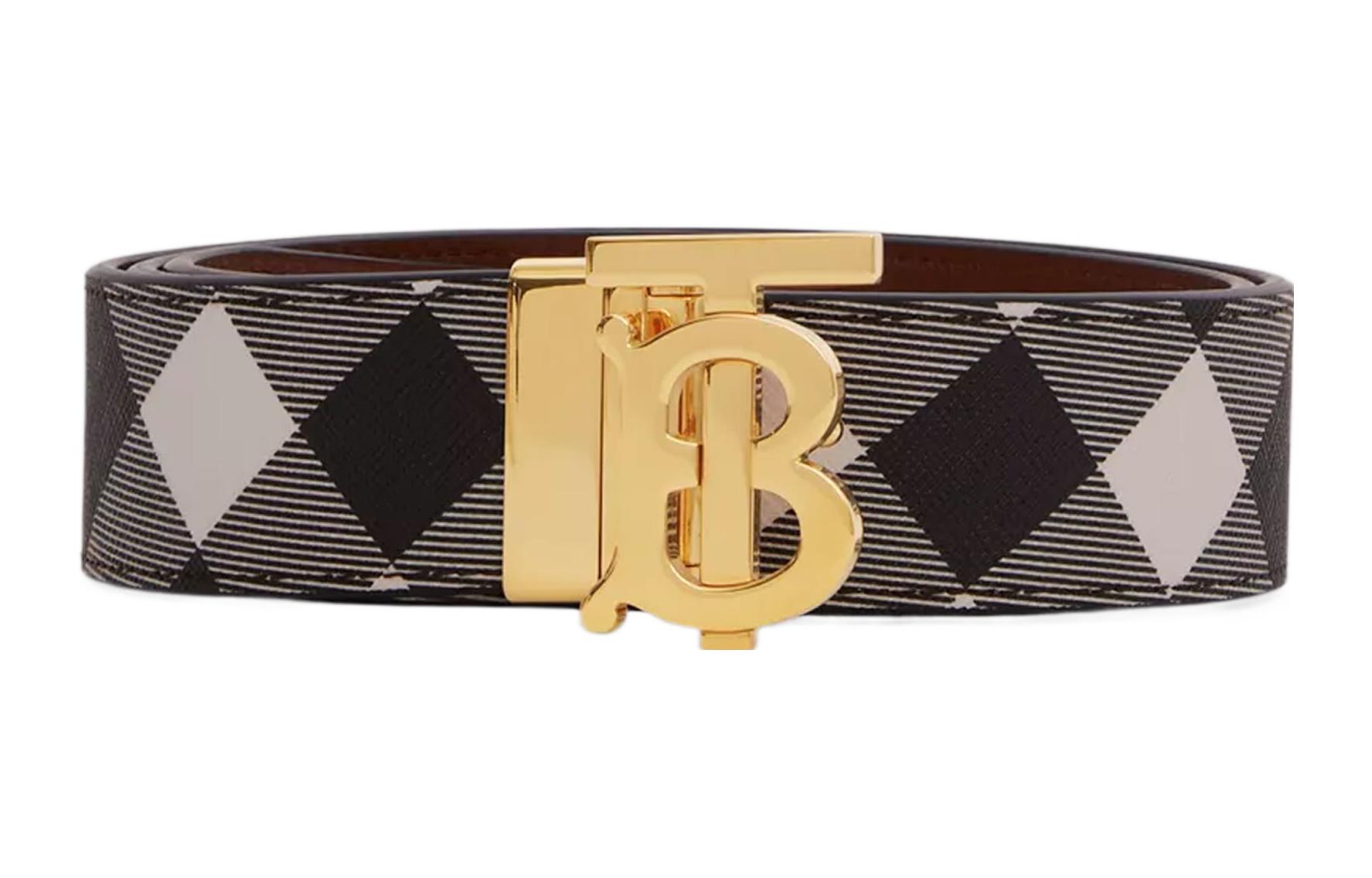 Lookbook Burberry 經典格紋雙面皮革腰帶 棕色 3.5公分宽 80583481