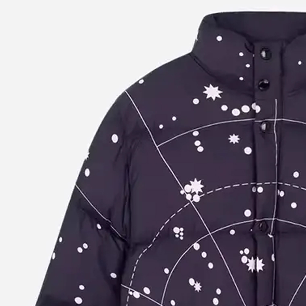 Shop Burberry  Moon Star Print Puffer Jacket Black Blue Long Sleeve Zip-Up. 80454761