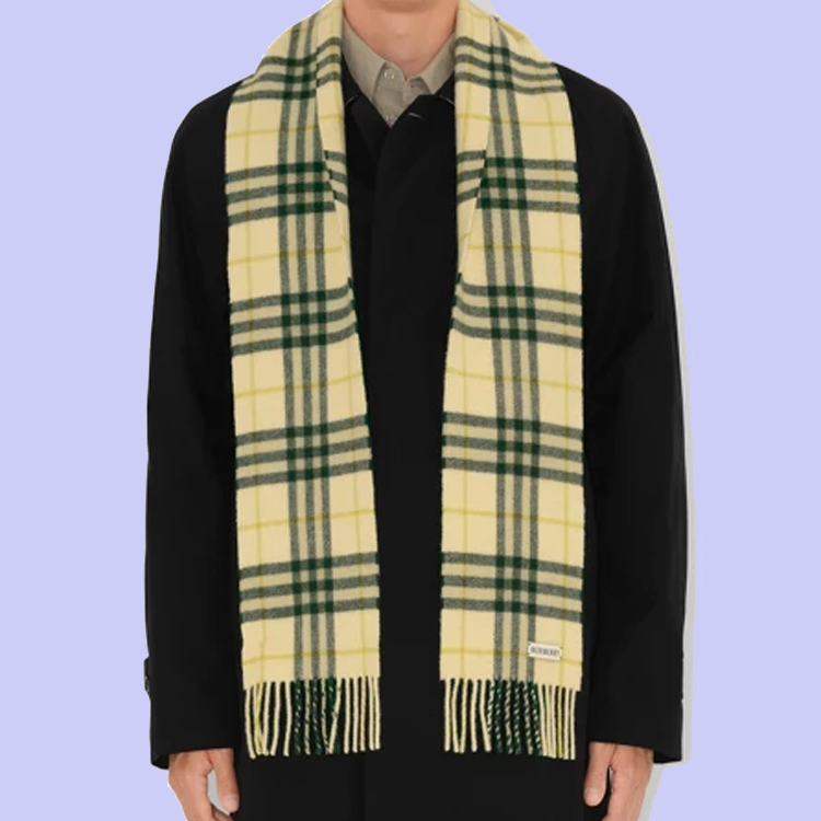 Burberry  Narrow Check Cashmere Fringe Scarf in Candlelight Color. 80987251 圖 4