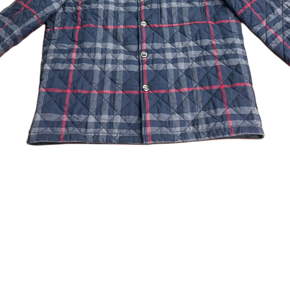 Purchase Burberry  Navy Blue Check Collar Cotton Jacket Long Sleeve. 80841881