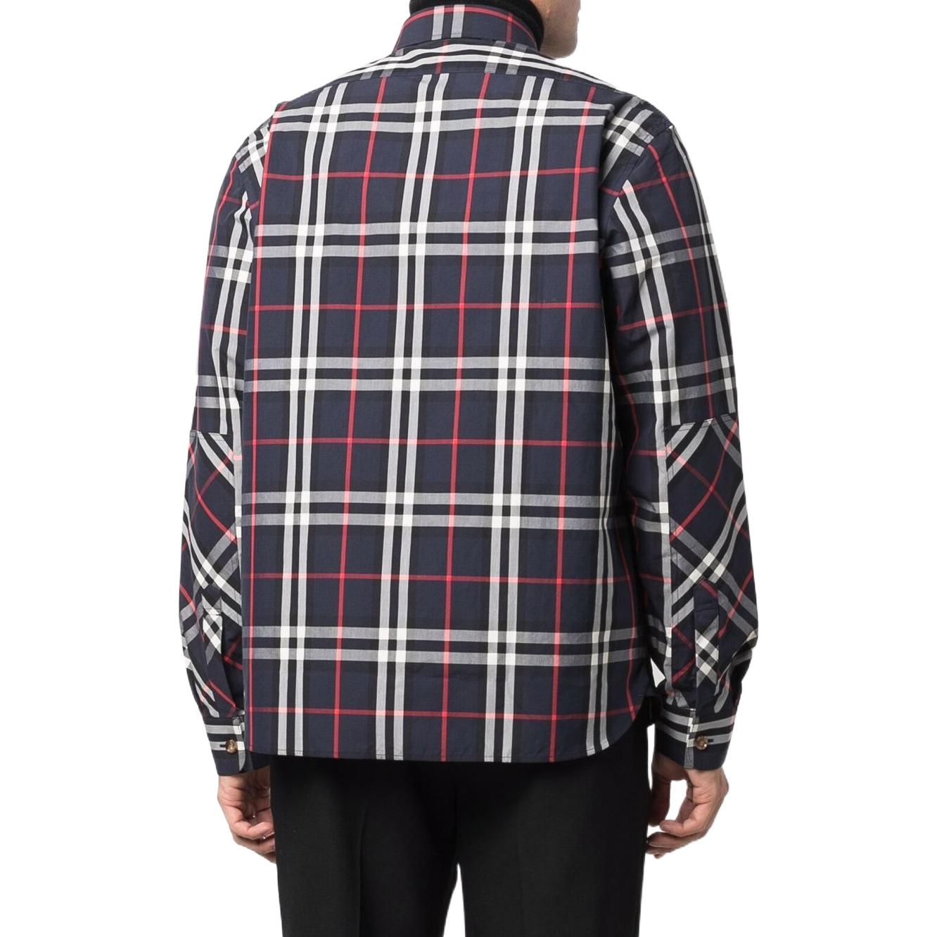 Burberry  Navy Blue Check Print Long Sleeve Shirt 80483511 圖 4