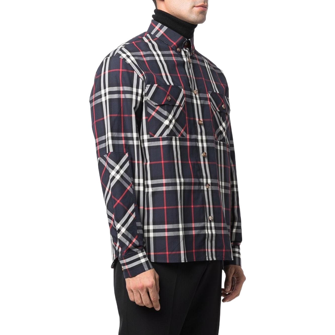 Burberry  Navy Blue Check Print Long Sleeve Shirt 80483511 圖 5