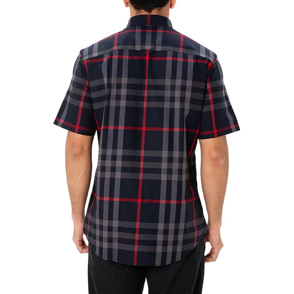 Burberry  Navy Blue Check Print Short-Sleeve Shirt 80842921 圖 4