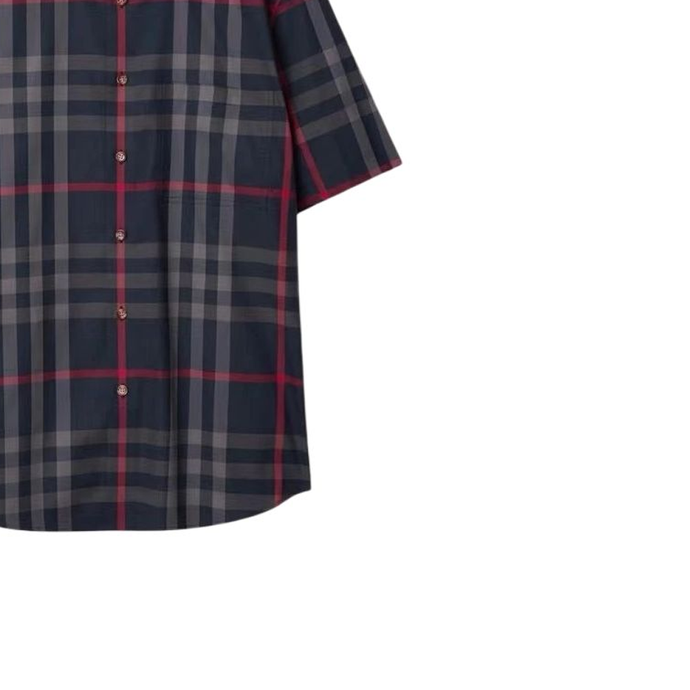 Burberry  Navy Blue Check Print Short-Sleeve Shirt 80842921 圖 6