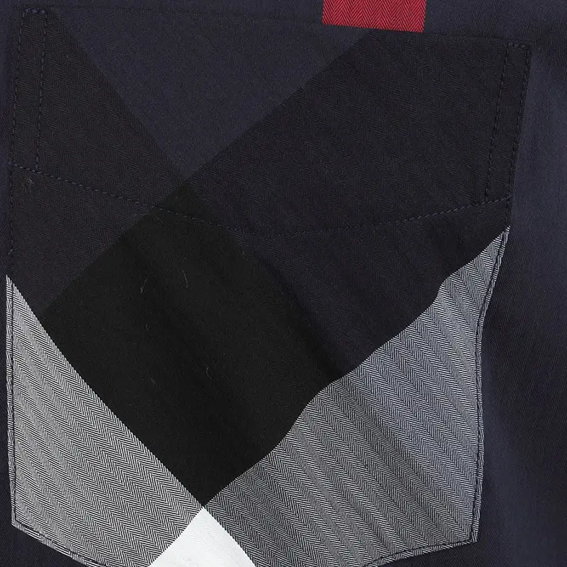 Sizing 버버리 네이비 블루 체크 반팔 버튼업 셔츠. 40458421