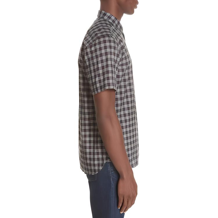 Shop Burberry 海軍藍格紋短袖襯衫. 80034801