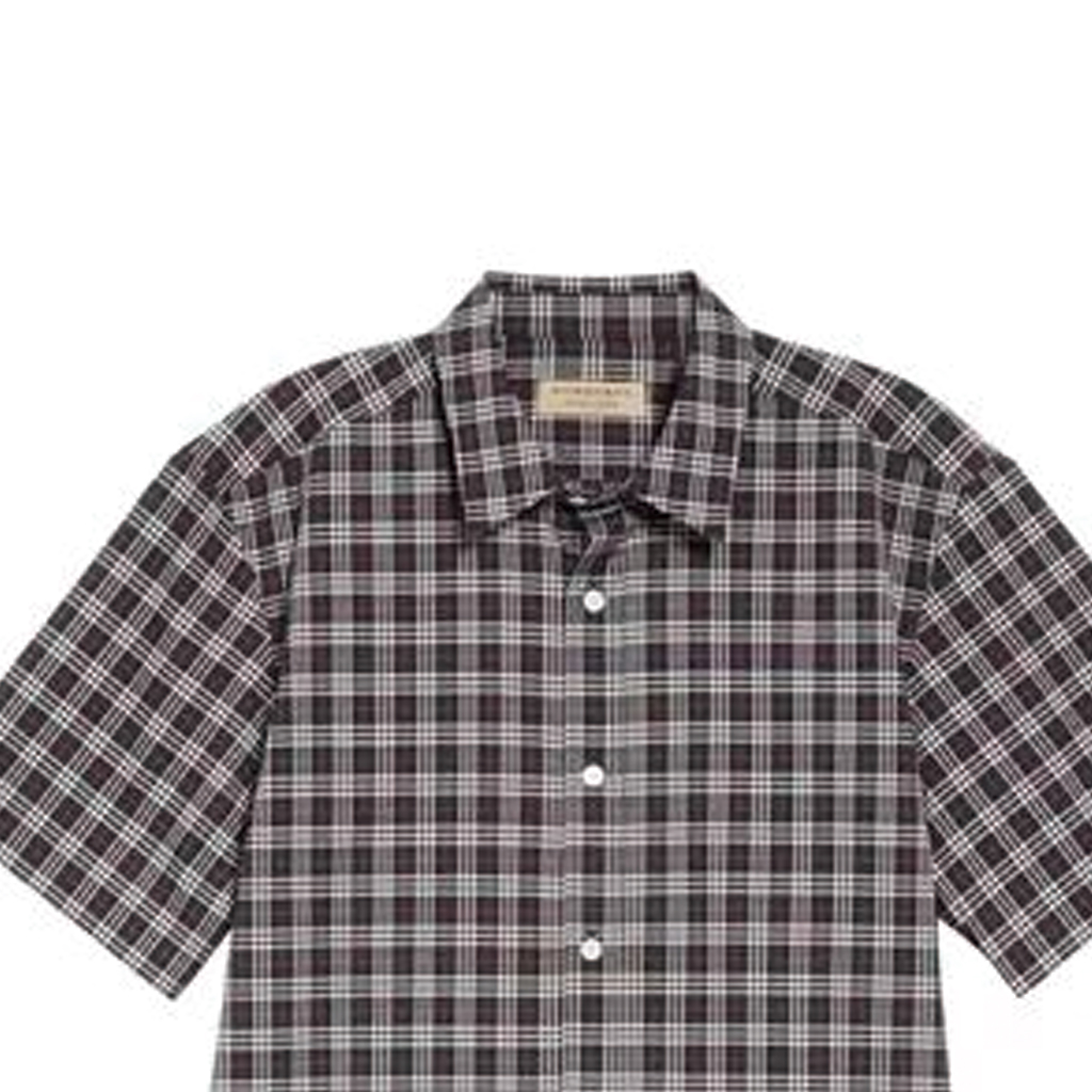 Details for Burberry 海軍藍格紋短袖襯衫. 80034801