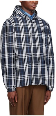 Burberry Jaket Lengan Panjang Tudung Corak Kotak Biru Navy. 80742861 Shop Burberry Jaket Lengan Panjang Tudung Corak Kotak Biru Navy. 80742861