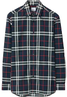 Burberry Navy Blue Checkered Long Sleeve Button-Up Shirt. 80732151 Burberry Navy Blue Checkered Long Sleeve Button-Up Shirt. 80732151