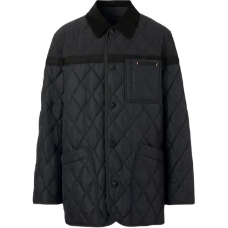 Burberry  Navy Blue Colorblock Long Sleeve Single-Breasted Jacket. 80616691