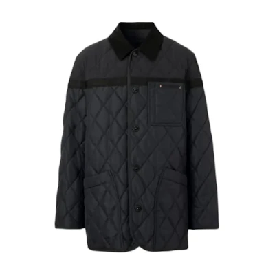 Burberry Navy Blue Colorblock Long Sleeve Single-Breasted Jacket. 80616691