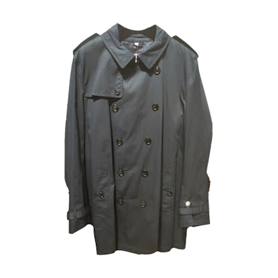 Burberry Navy Blue Double-Breasted Trench Coat with Classic Collar. 80573081