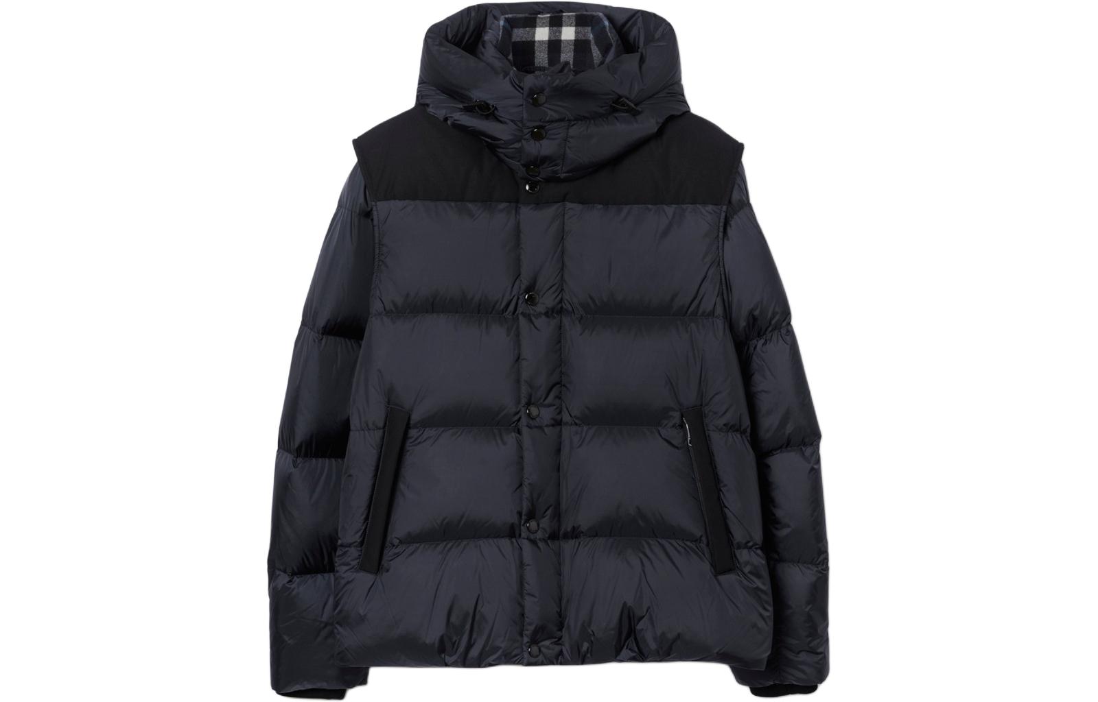 Burberry  Navy Blue Hooded Down Jacket with Detachable Sleeves. 80839711