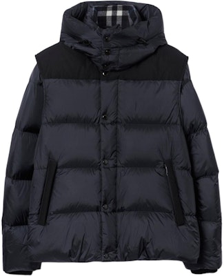 Burberry Navy Blue Hooded Down Jacket with Detachable Sleeves. 80839711 Order Burberry Navy Blue Hooded Down Jacket with Detachable Sleeves. 80839711