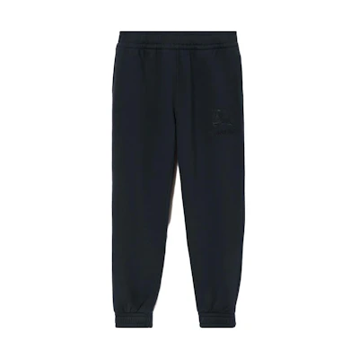 Burberry Navy Blue Jogger Sweatpants with Logo Embroidery. 80720051