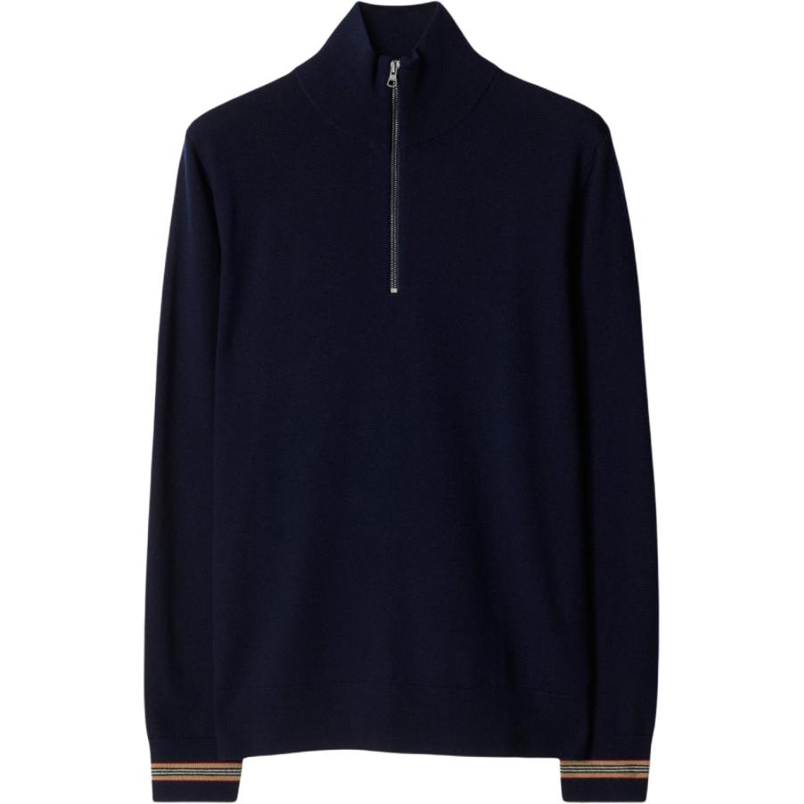 Burberry  Navy Blue Stand Collar Half-Zip Loose-Fit Sweater. 80926331