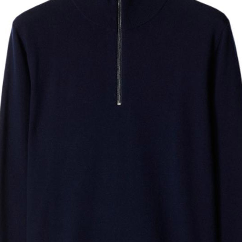 Burberry  Navy Blue Stand Collar Half-Zip Loose-Fit Sweater. 80926331 圖 3