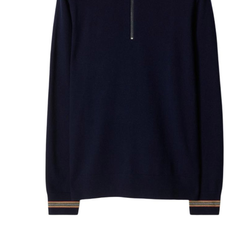Burberry  Navy Blue Stand Collar Half-Zip Loose-Fit Sweater. 80926331 圖 4