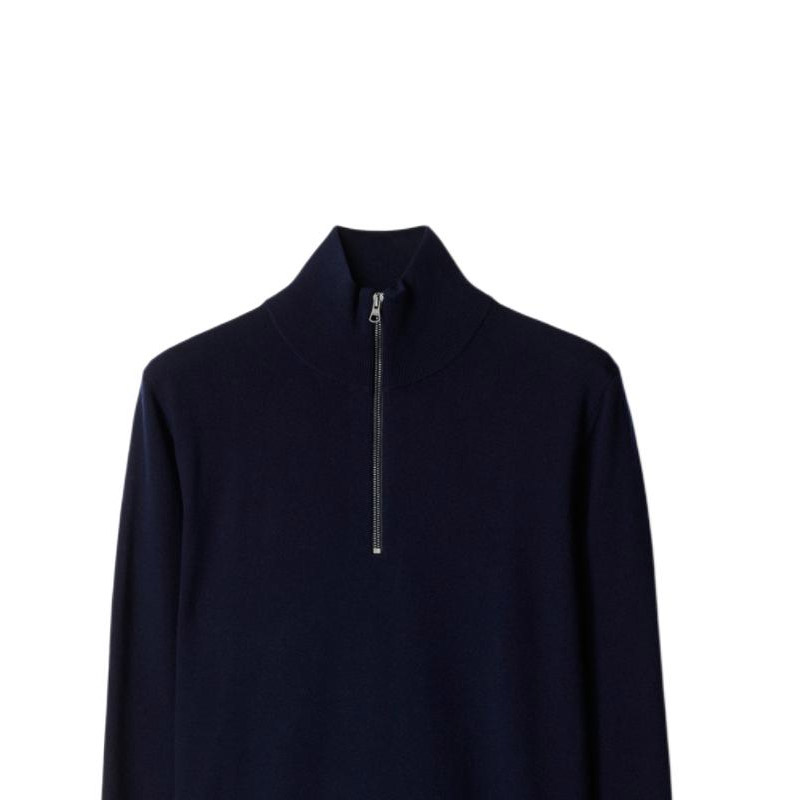 Burberry  Navy Blue Stand Collar Half-Zip Loose-Fit Sweater. 80926331 圖 5