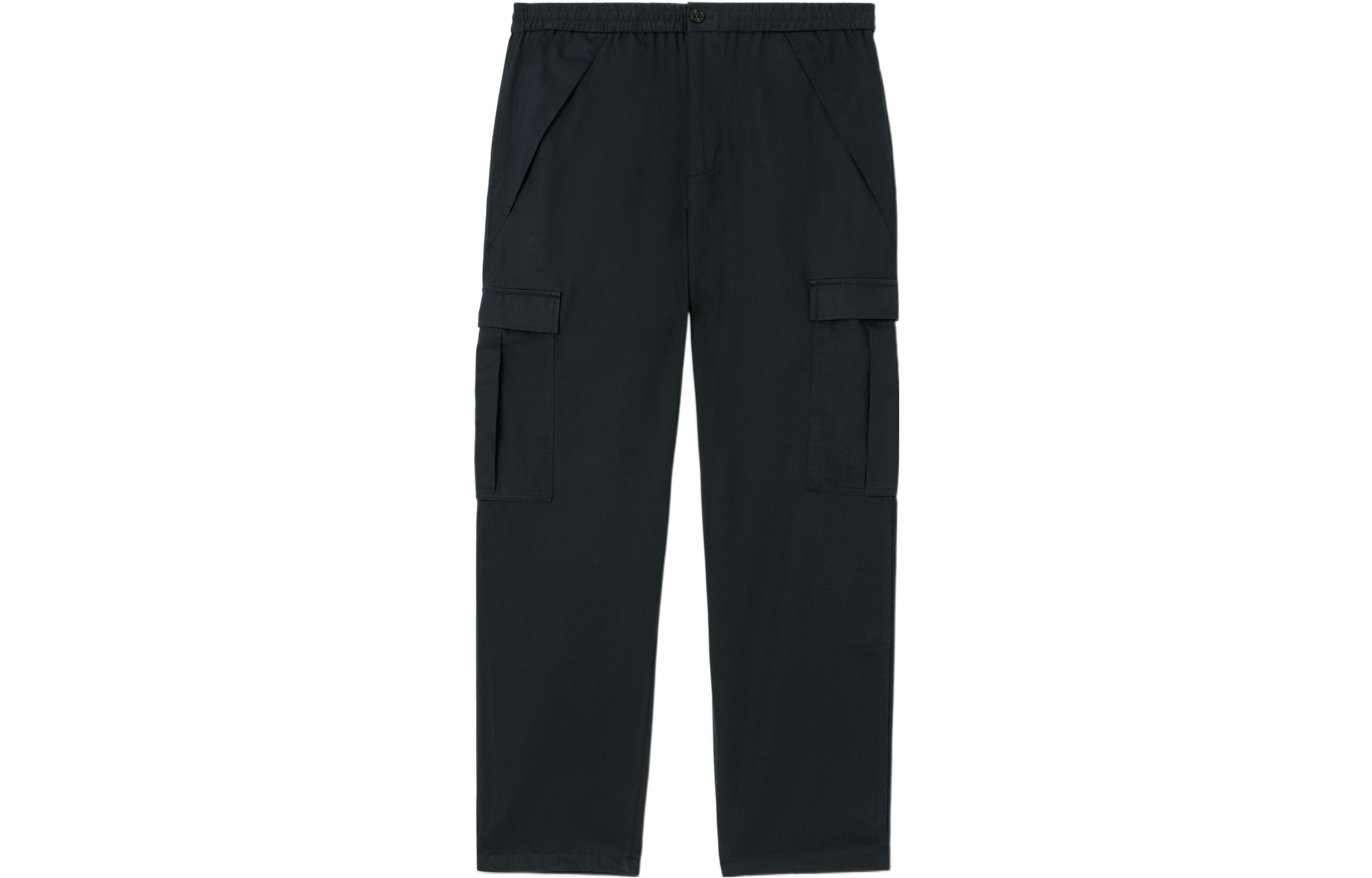 Order Burberry Celana Panjang Kasual Navy Blue Straight-Leg dengan Kantong. 80640551