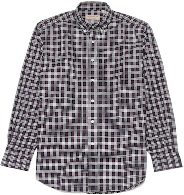 버버리 네이비 체크 패턴 싱글 버튼 긴팔 셔츠 80031511 Buy 버버리 네이비 체크 패턴 싱글 버튼 긴팔 셔츠 80031511