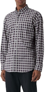 버버리 네이비 체크 패턴 싱글 버튼 긴팔 셔츠 80031511 Purchase 버버리 네이비 체크 패턴 싱글 버튼 긴팔 셔츠 80031511