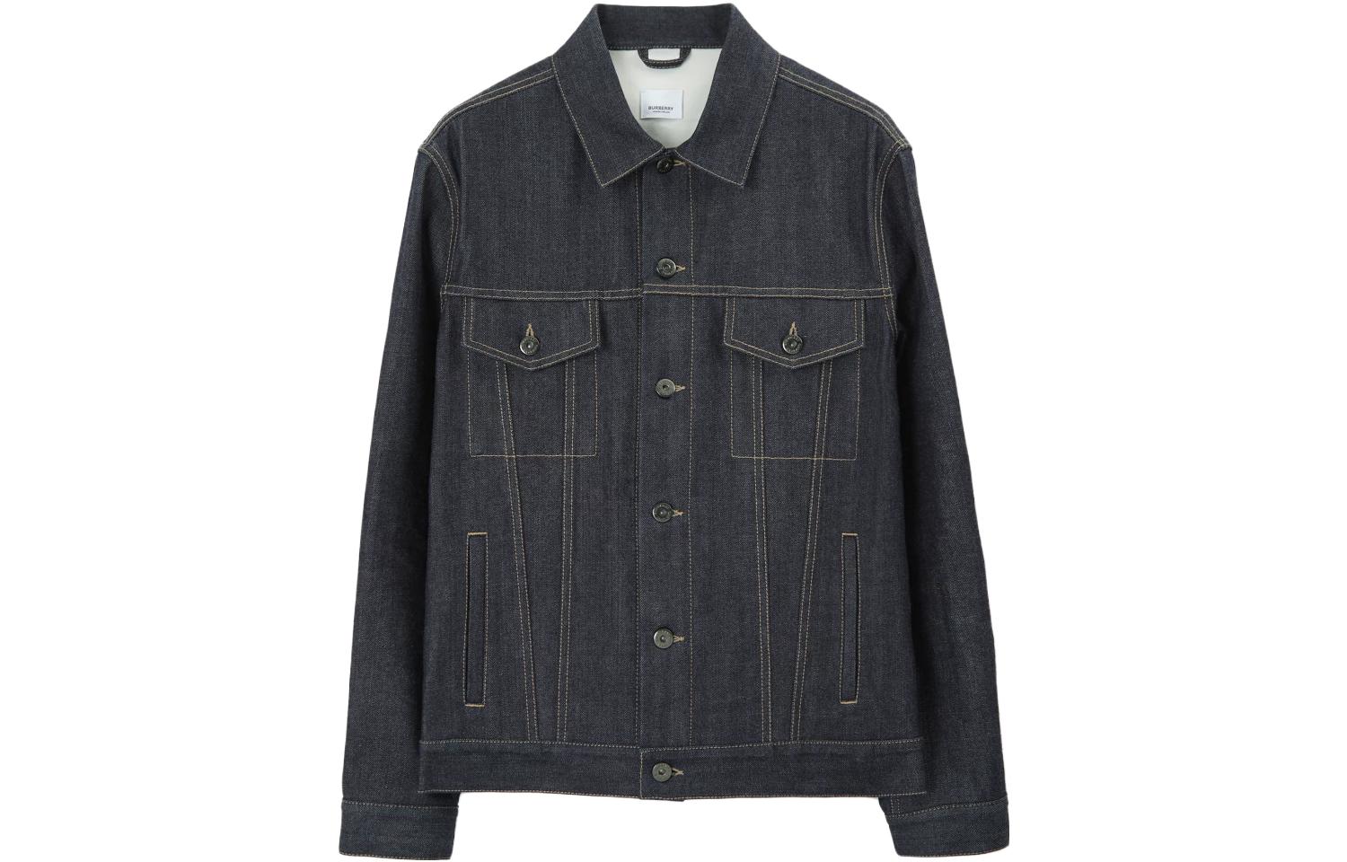 Burberry  Navy Single-Breasted Long Sleeve Jacket with Collared Design 80715631