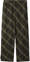 Burberry Olive High-Waisted Checkered Button Loose Straight Pants 80906101 Burberry Olive High-Waisted Checkered Button Loose Straight Pants 80906101