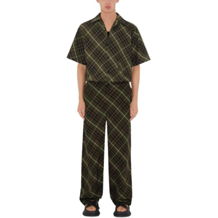 Purchase Burberry Olive Celana Panjang High-Waisted Kotak Longgar Lurus. 80906101