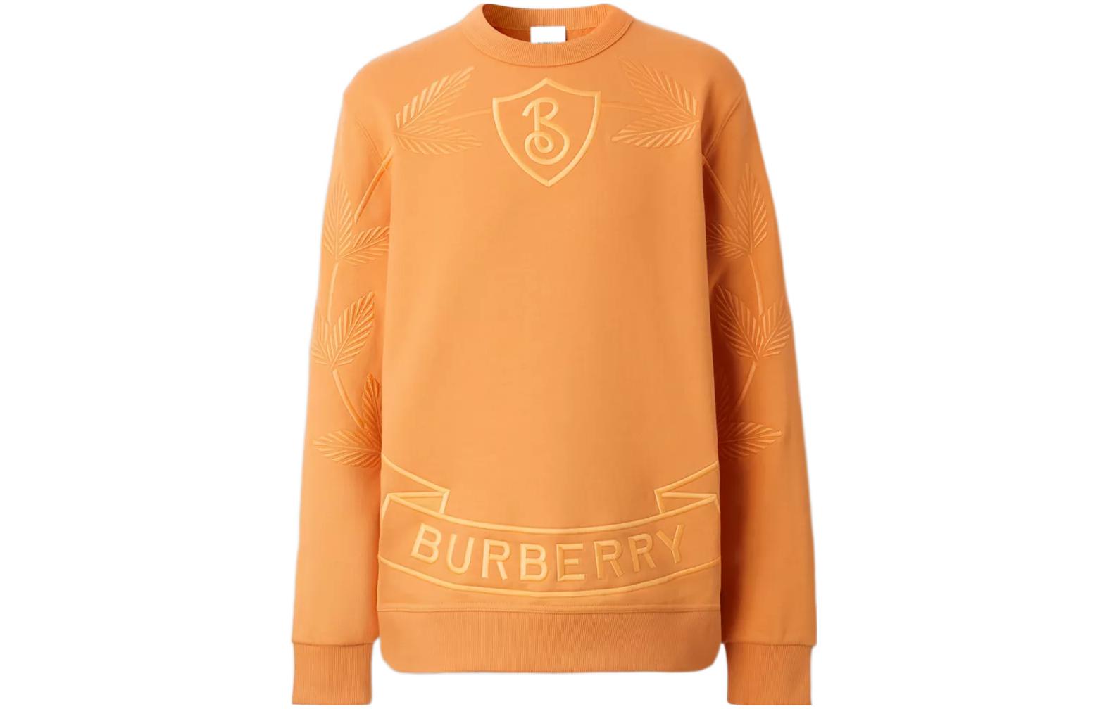 Burberry  Orange Leaf Embroidered Logo Crewneck Sweatshirt. 80632021