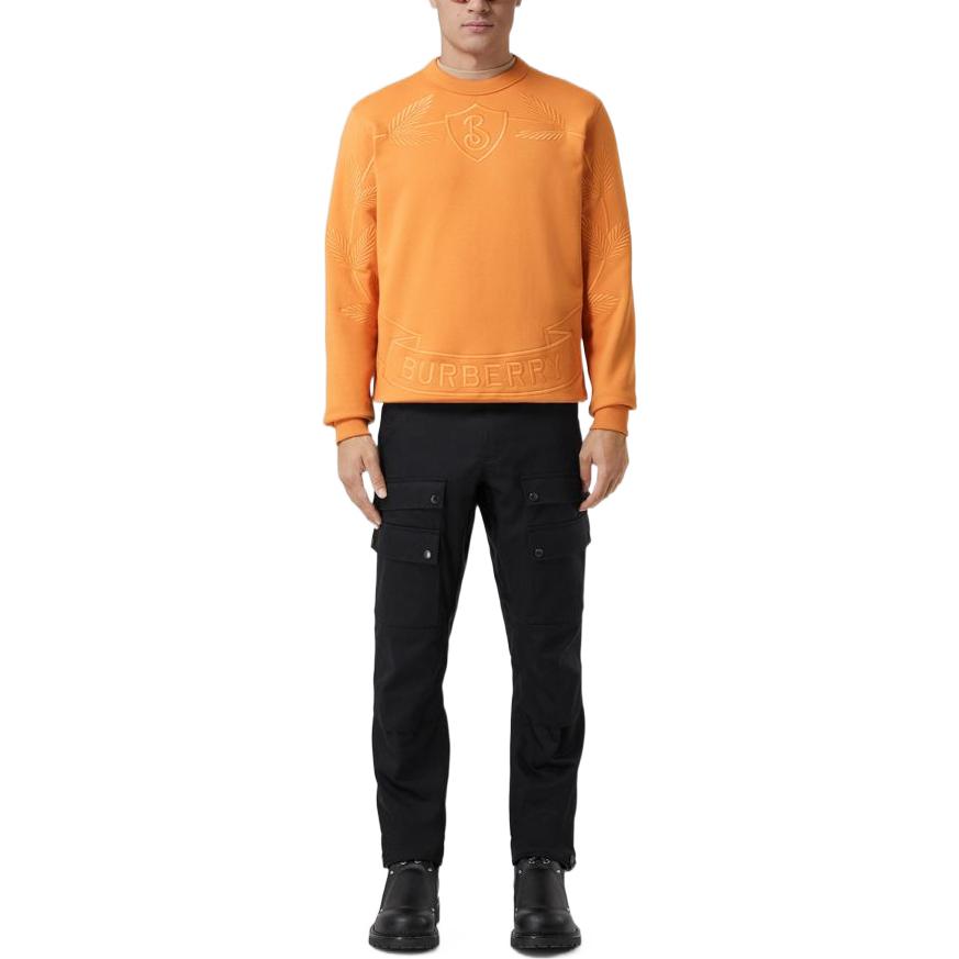 Lookbook 博柏利橙色叶子刺绣标志圆领卫衣 80632021