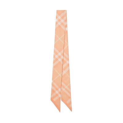 Burberry Orange Scarf with Check Pattern Decoration. 80832991