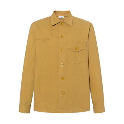 Burberry Panelled Cotton Button-Up Long Sleeve Shirt in Manila Color. 80780081