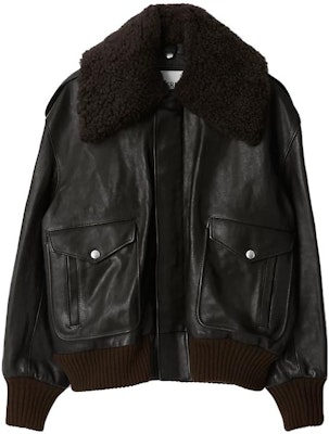 博柏利拼接皮革拉鍊外套長袖 - 水獺棕色 80776091 Buy 博柏利拼接皮革拉鍊外套長袖 - 水獺棕色 80776091