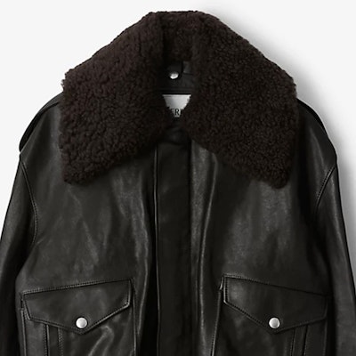 博柏利拼接皮革拉鍊外套長袖 - 水獺棕色 80776091 Lookbook 博柏利拼接皮革拉鍊外套長袖 - 水獺棕色 80776091