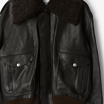 博柏利拼接皮革拉鍊外套長袖 - 水獺棕色 80776091 Details for 博柏利拼接皮革拉鍊外套長袖 - 水獺棕色 80776091