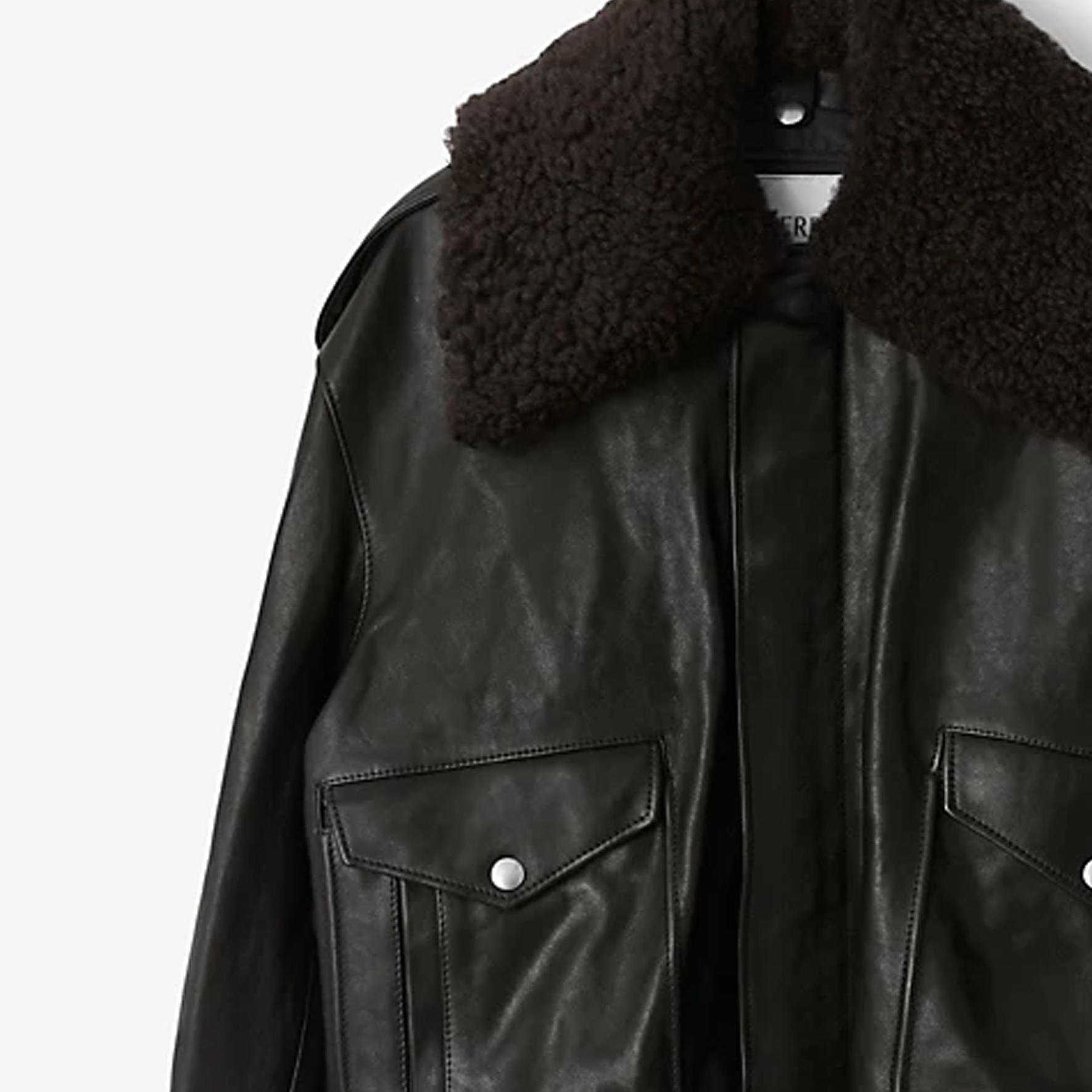 Sizing 博柏利拼接皮革拉鍊外套長袖 - 水獺棕色 80776091