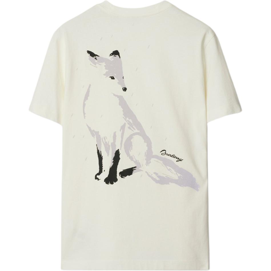 Lookbook Camiseta Burberry de manga corta estampada cuello redondo color off-white. 80935921